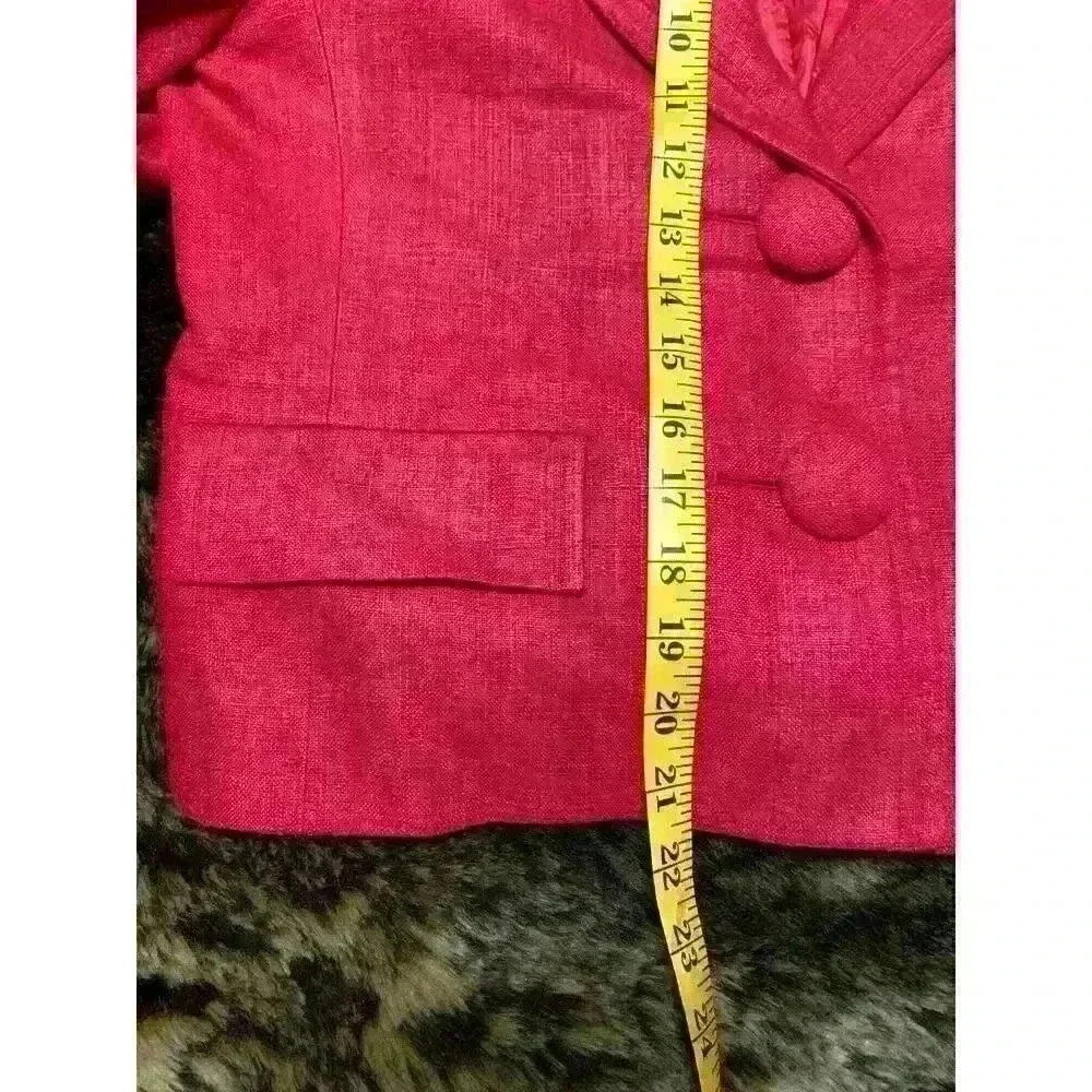 Vintage Herbert Grossman Blazer Women's Size 8 Linen Hot Pink 80's Barbie Work - Picture 6 of 11